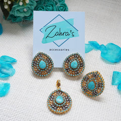 3Pc Ear Rings Pendant & Ring Tear Drop 715/24