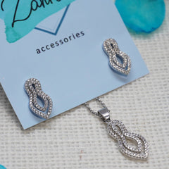 2 Pc Set Earrings & Pendant Locket Silver 20