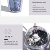 Space Wall Design Cute Sipper Glass