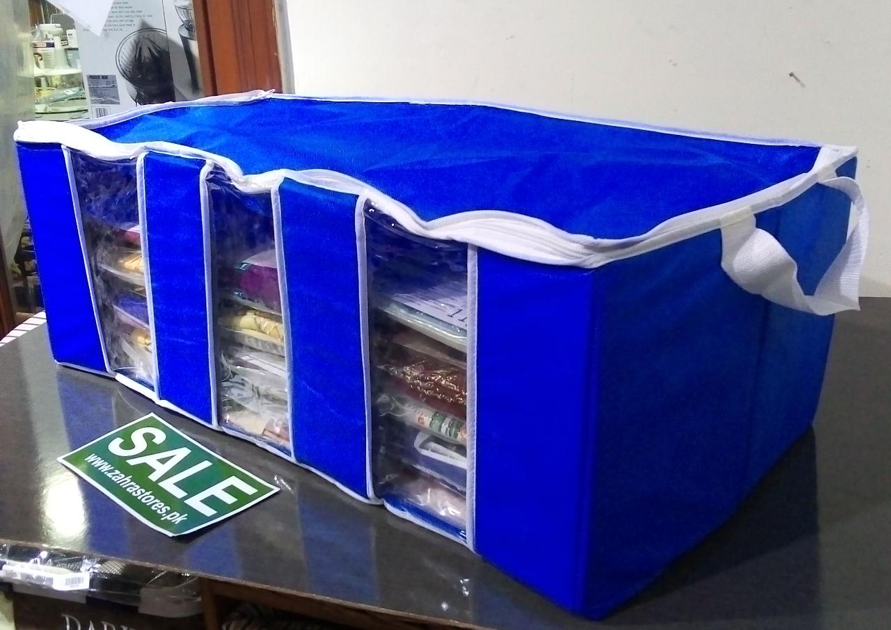 Storage Organizer Under Garments Dresses Organizer Fold able Bag Blue