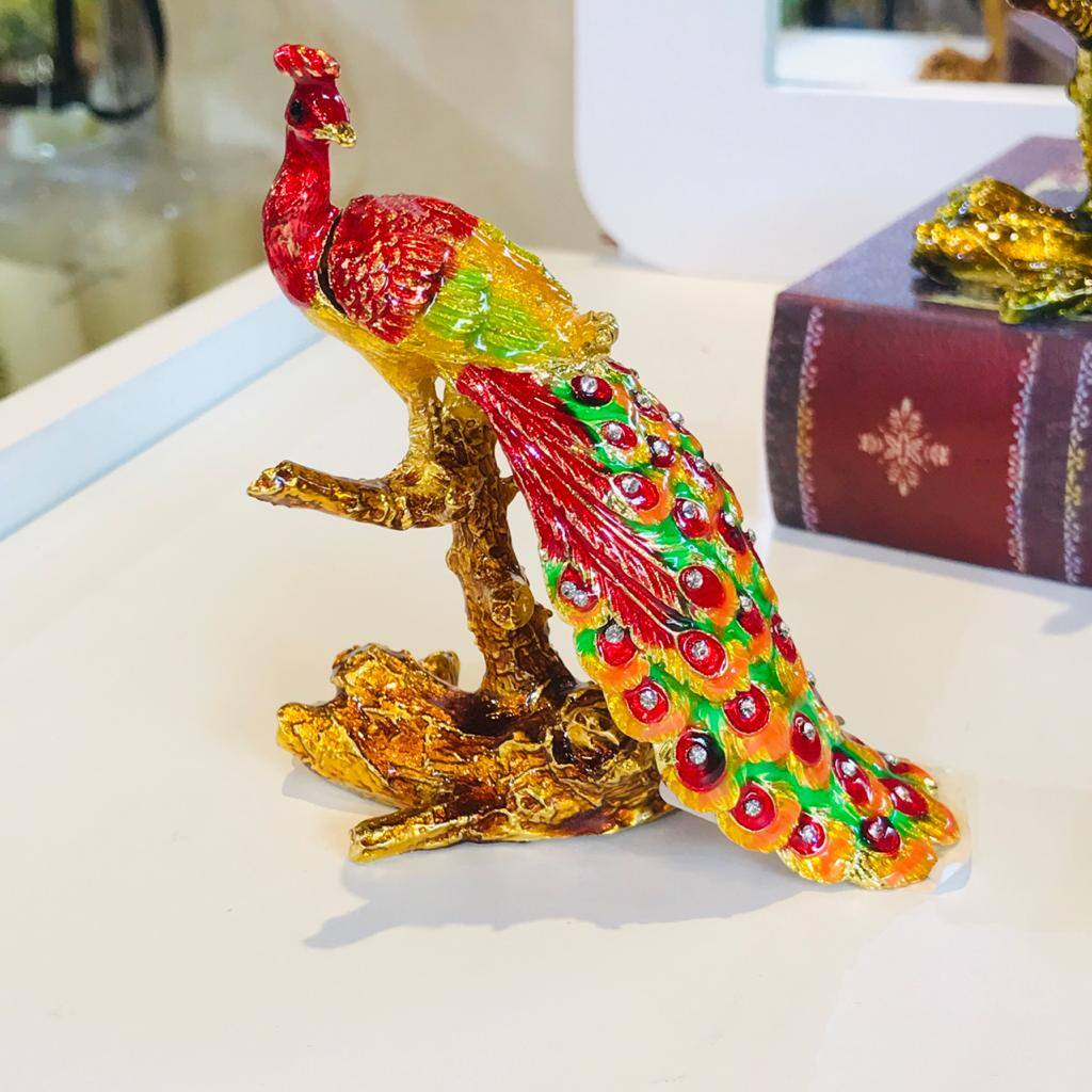 Ceramic Pecock Figurines For jewelry Storage