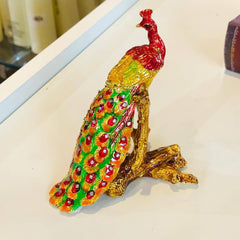 Metal Pecock Figurines For jewelry Storage