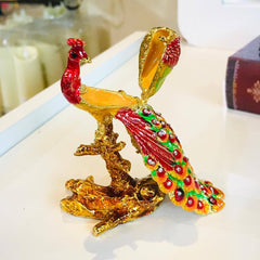 Metal Pecock Figurines For jewelry Storage