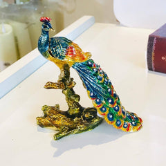 Metal Pecock Figurines For jewelry Storage