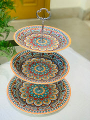 3 Tier Melamine Floral Serving Tray