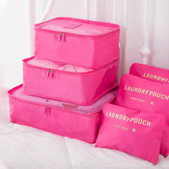 6 Pcs Waterproof Travel Storage Bag (Peach)
