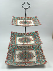 3 Tier Melamine Floral Serving Tray