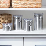 Set of 4 Air Tight Stainless Steel Canister Set