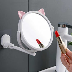 360 Degree Rotating Cute Cat Wall Mirror