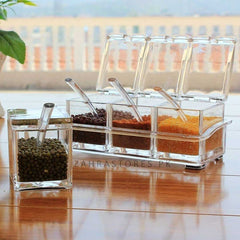 4 Flavors Transparent Spice Jar