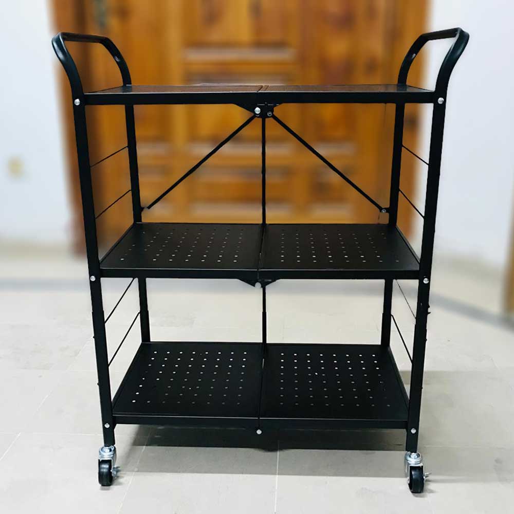 3-Tiers Metal Foldable Trolley