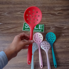 Slotted Cooking And Frying Silicon Spatula Spoons Multicolor