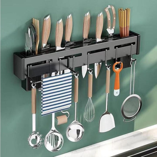 Punch Free Iron Kitchen Rack-Black