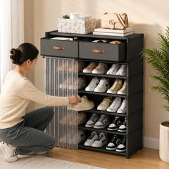Dustproof Shoe Rack Organizer with Storage Drawers
