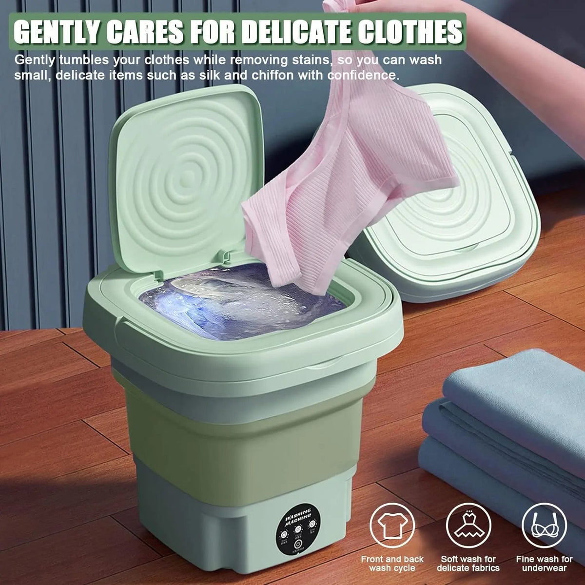 9L Foldable Washing Machine-Green