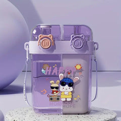 Bunny Dual-Drink Water Bottle -Purple