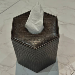 Leather Tissue Box Round -D3