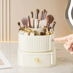 Rotating Cosmetic Holder with Drawer-Offwhite