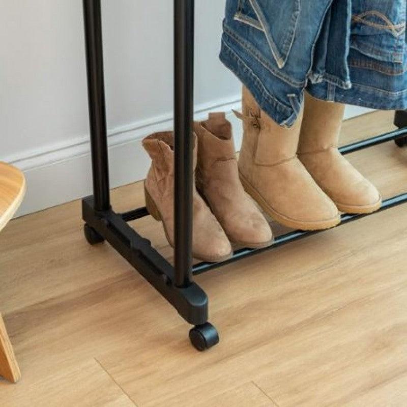 Double Pole Telescopic Cloth Hanger With Wheel