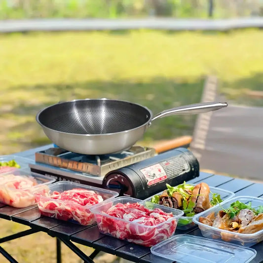 Stainless Steel Laser Coated Wok Long Handle 34cm