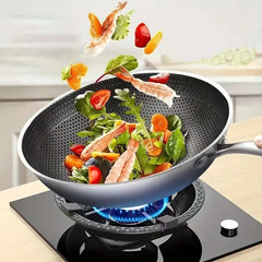 Stainless Steel Laser Coated Wok Long Handle 34cm