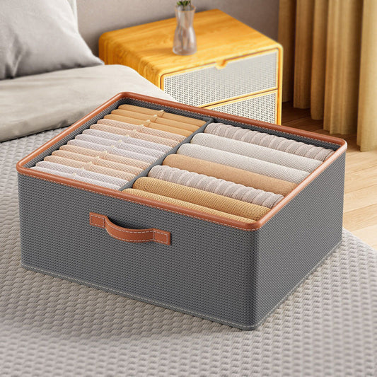 2 Partition Foldable Wardrobe Organizer-Grey