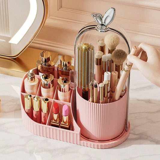360-Degree Rotatable Makeup Organizer-Pink