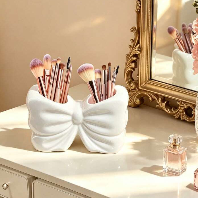 Elegant Bow Shape Cosmetic Brush Organizer