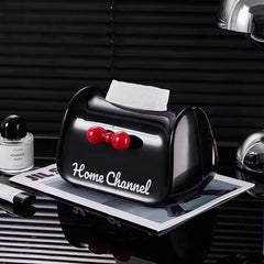 Elegant Bow Tissue Box Cover-Black