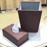 New Leather Dustbin+Tissue Box