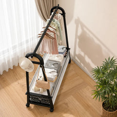 Movable Standing Clothes Rack With Wheels