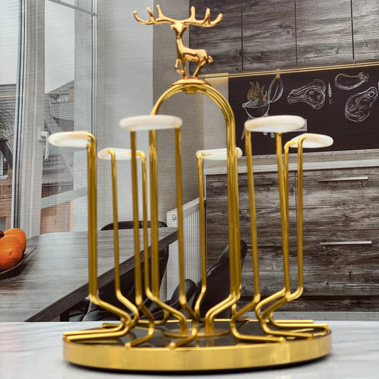 Deer Rotatable Glass Stand Golden