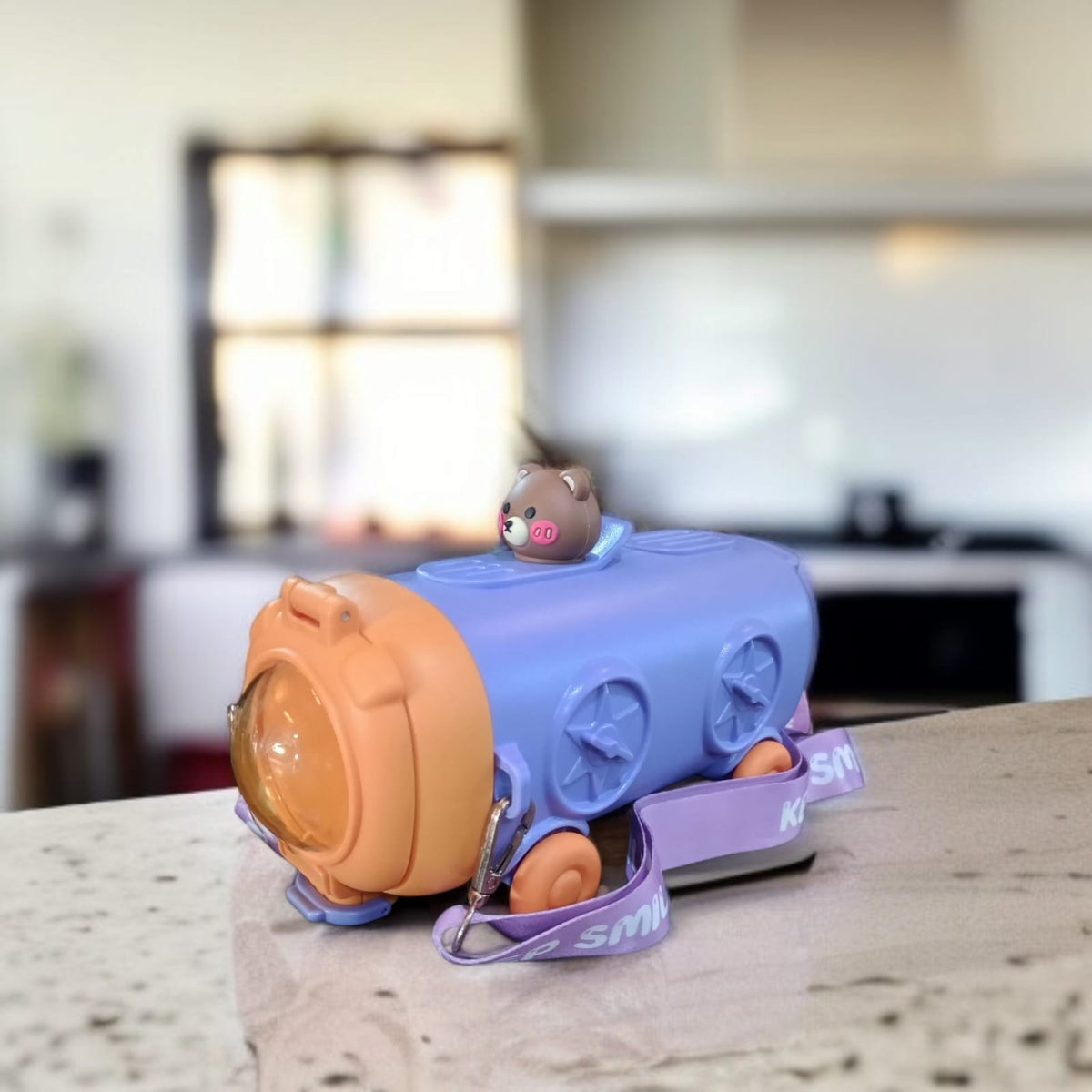 Train Design Water Bottle-Purple