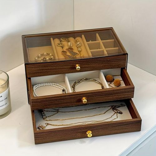 3 Drawer Wooden Jewelry Storage Box