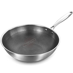 Stainless Steel Laser Coated Wok Long Handle 34cm