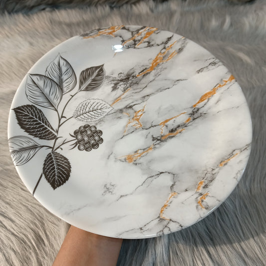 Melamine Rice Plate (Marble Leaf)