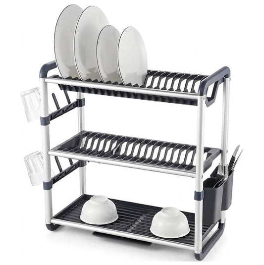 3-Tier Aluminium Dish Drying Rack-Silver