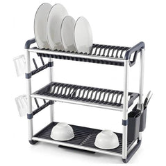 3-Tier Aluminium Dish Drying Rack-Silver