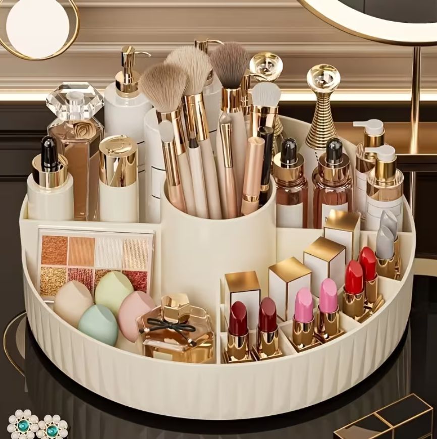 360° Rotating Cosmetic Display Tray-Offwhite
