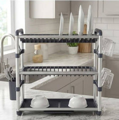 3-Tier Aluminium Dish Drying Rack-Silver