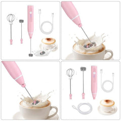2 in 1 USB Rechargeable Coffee Beater-Pink