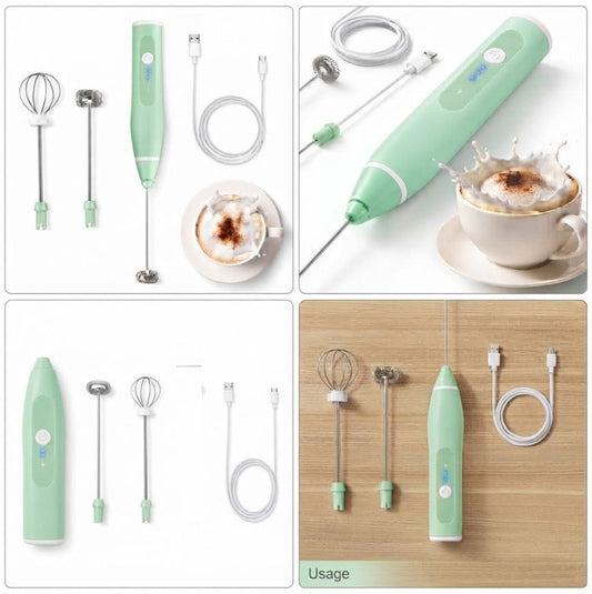 2 in 1 USB Rechargeable Coffee Beater-Green
