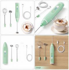 2 in 1 USB Rechargeable Coffee Beater-Green
