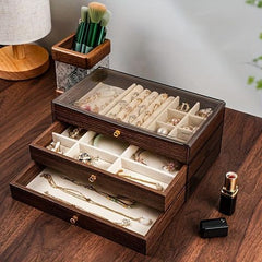 3 Drawer Wooden Jewelry Storage Box
