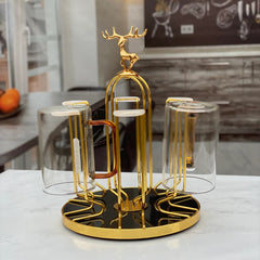 Deer Rotatable Glass Stand Golden