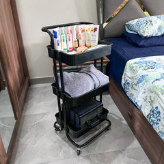 3-Tier Rolling Kitchen Storage Trolley (Black)