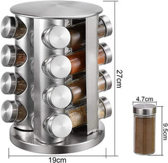 16in1 Stainless Steel Revolving Spice Masala Jar Rack