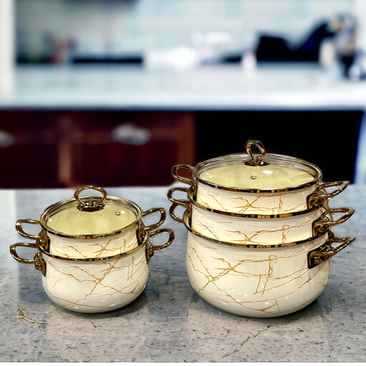 Ceramic Coating Cooking & Serving Pots-Offwhite