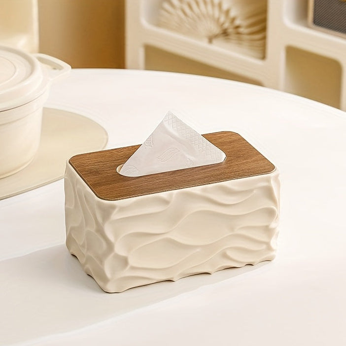 Modern Textured Napkin Holder-Offwhite