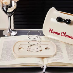 Elegant Bow Tissue Box Cover-White